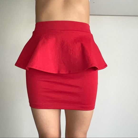 Peplum red skirt size Small - Picture 5 of 5